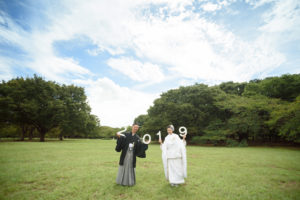和装　白無垢＆色打掛　ロケーション(代々木公園)撮影「フォトウエディング」東京　写真だけの結婚式