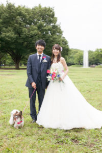 ロケーション(代々木公園)ペットと撮影「フォトウエディング・前撮り」東京　写真だけの結婚式